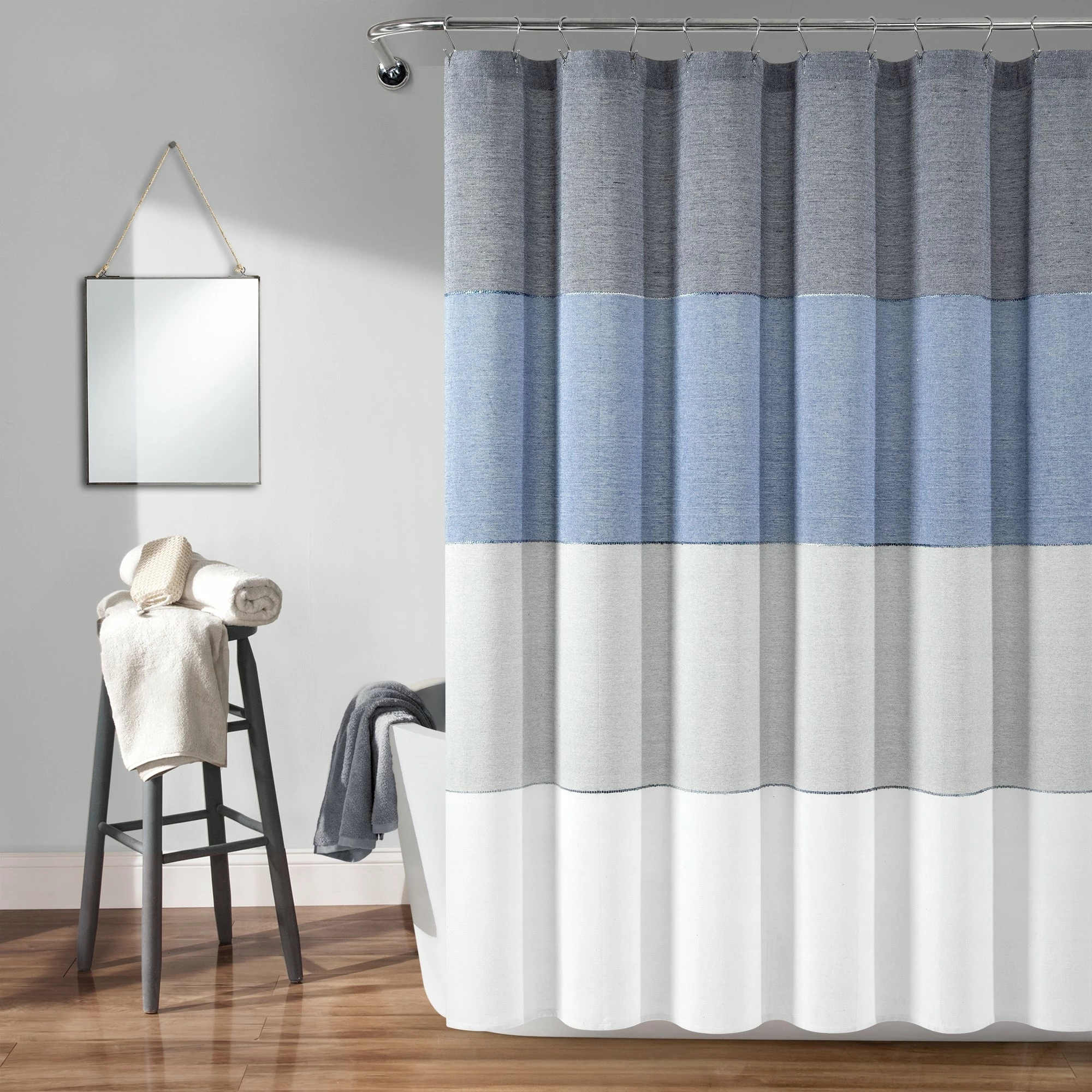 Promo π― Lush Decor Color Block Ombre Yarn Dyed Eco-Friendly Recycled Cotton Shower Curtain Single Black/gray π― 7 Promo π― Lush Decor Color Block Ombre Yarn Dyed Eco-Friendly Recycled Cotton Shower Curtain Single Black/gray π― - Image 7