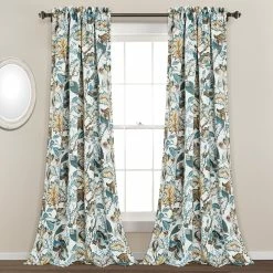 Cheap β¨ Lush Decor Cynthia Jacobean Room-darkening Curtain Panel Pair Turquoise & Neutral π
