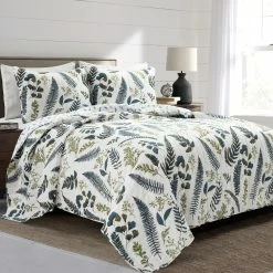 Promo ✨ Lush Decor Devonia Allover Reversible 3 Piece Oversized Cotton Quilt Set 🛒