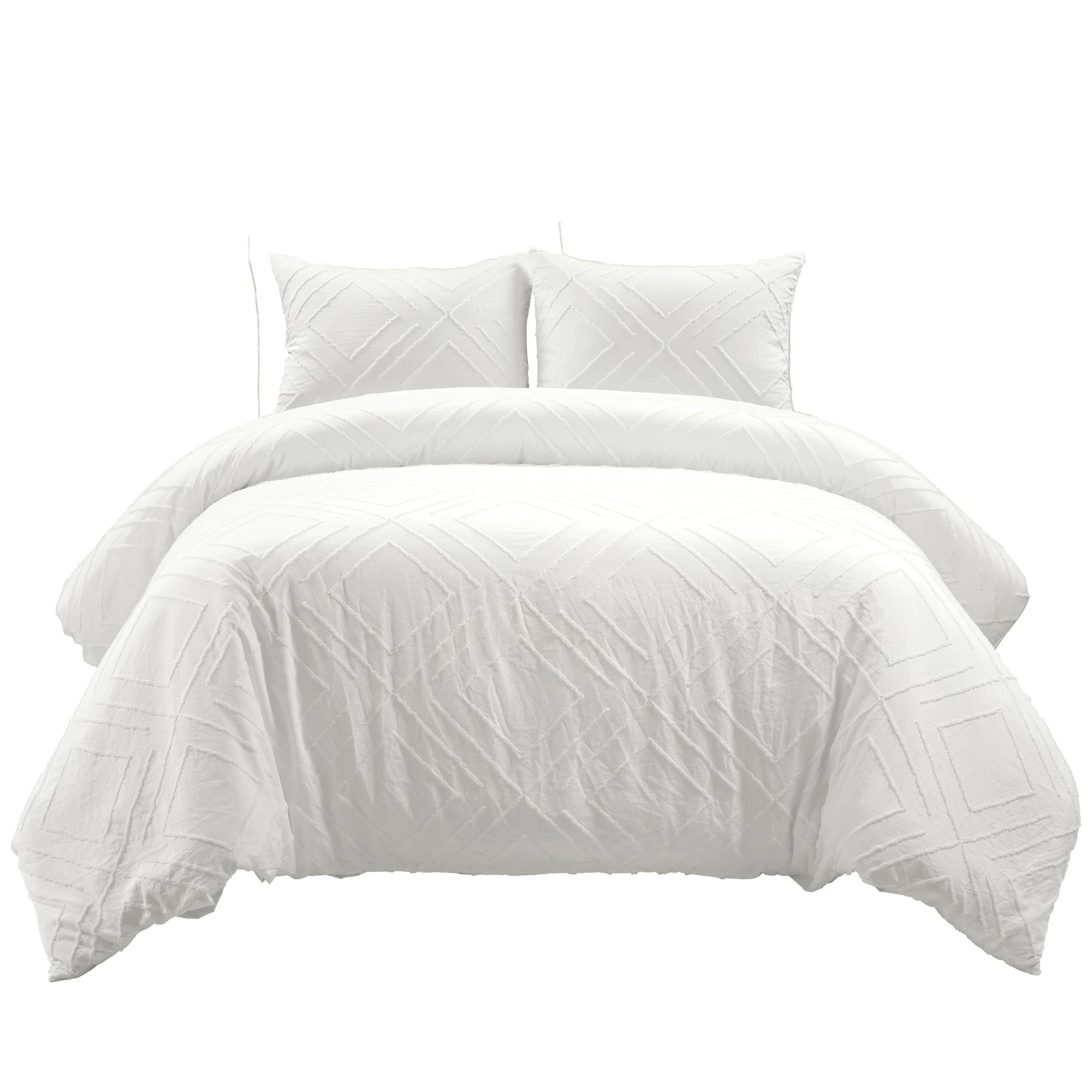 Budget β€οΈ Lush Decor Diamond Clip Jacquard 3 Piece Duvet Cover Set White π 1 Budget β€οΈ Lush Decor Diamond Clip Jacquard 3 Piece Duvet Cover Set White π