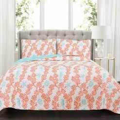 Discount π€© Lush Decor Dina Coral 3 Piece Quilt Set π