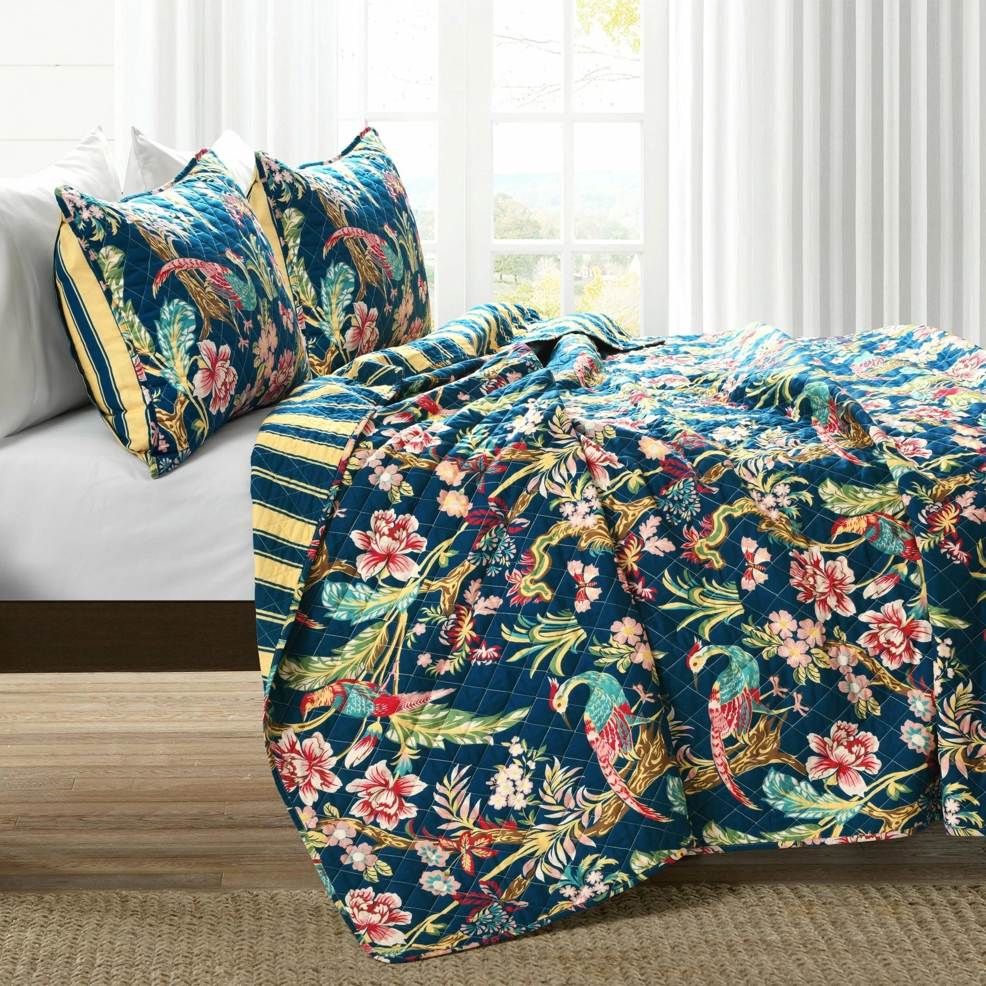 Discount π Lush Decor Dolores 3 Piece Cotton Quilt Set Yellow & Blue π 7 Discount π Lush Decor Dolores 3 Piece Cotton Quilt Set Yellow & Blue π - Image 7