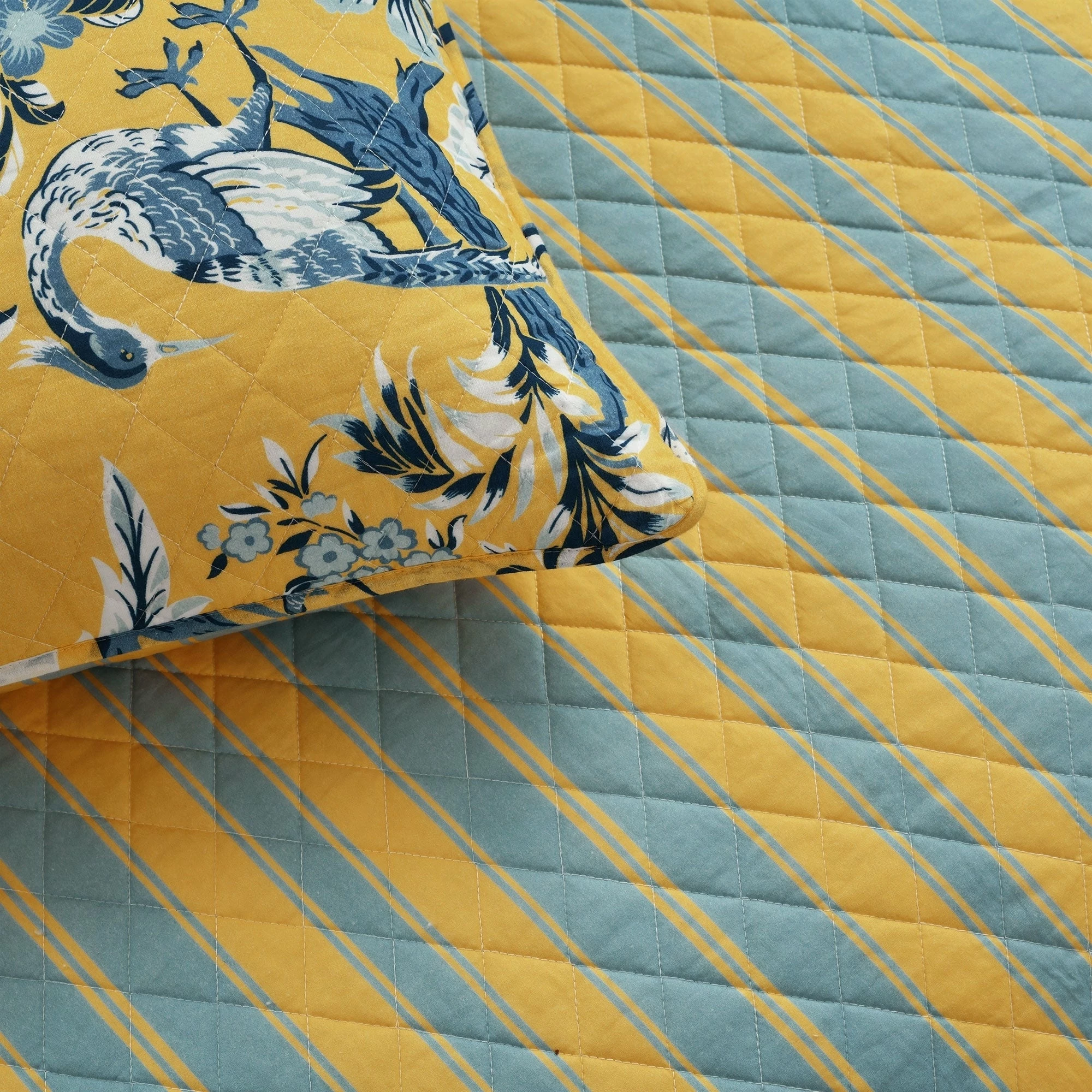 Discount π Lush Decor Dolores 3 Piece Cotton Quilt Set Yellow & Blue π 14 Discount π Lush Decor Dolores 3 Piece Cotton Quilt Set Yellow & Blue π - Image 14