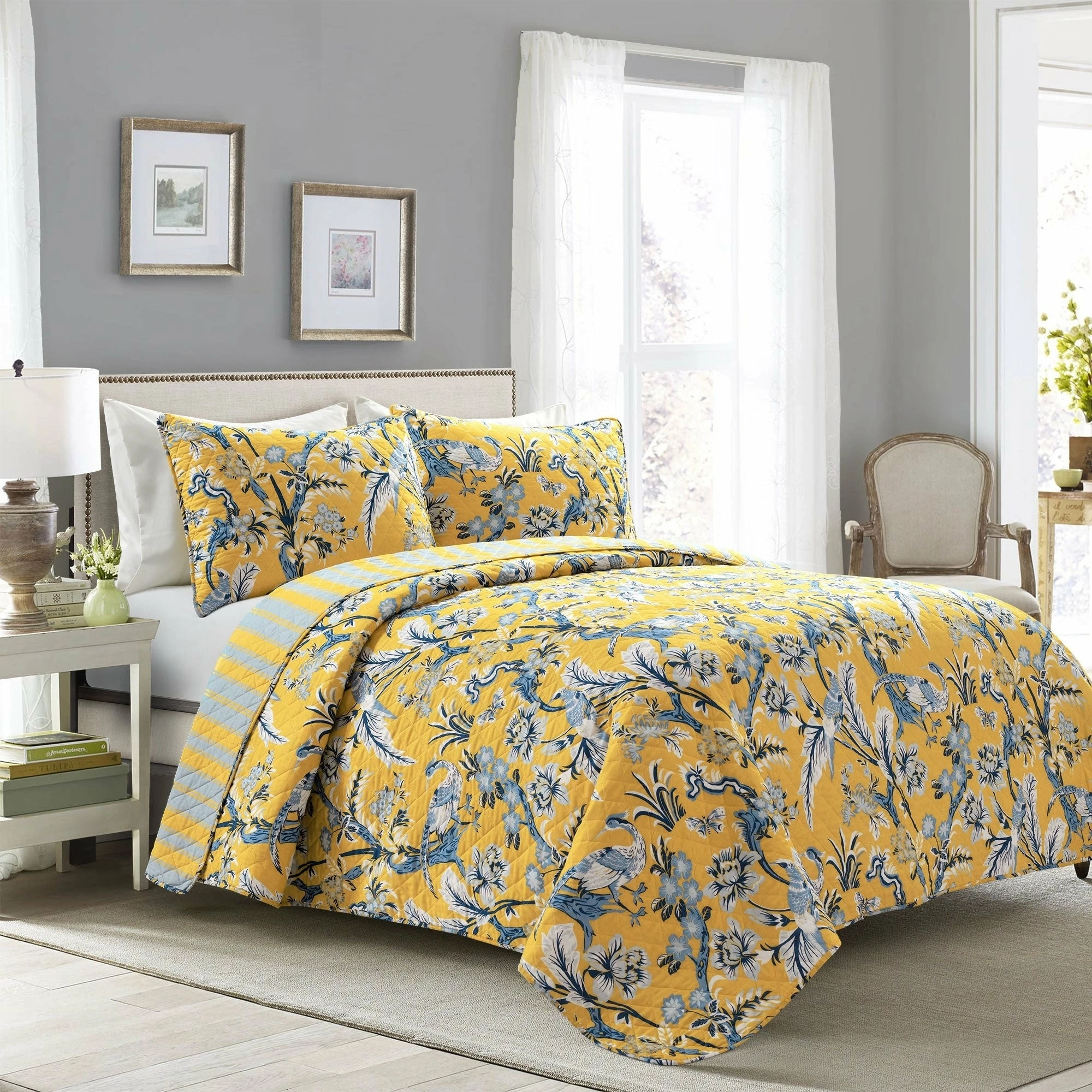 Discount π Lush Decor Dolores 3 Piece Cotton Quilt Set Yellow & Blue π 2 Discount π Lush Decor Dolores 3 Piece Cotton Quilt Set Yellow & Blue π - Image 2