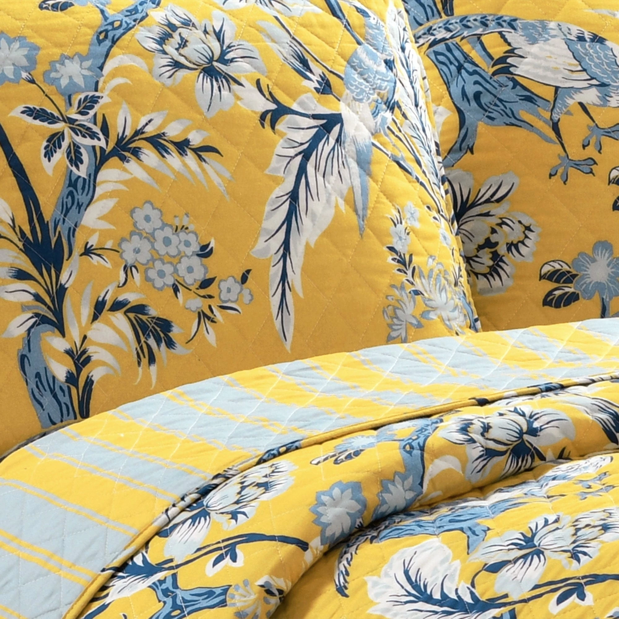 Discount π Lush Decor Dolores 3 Piece Cotton Quilt Set Yellow & Blue π 8 Discount π Lush Decor Dolores 3 Piece Cotton Quilt Set Yellow & Blue π - Image 8
