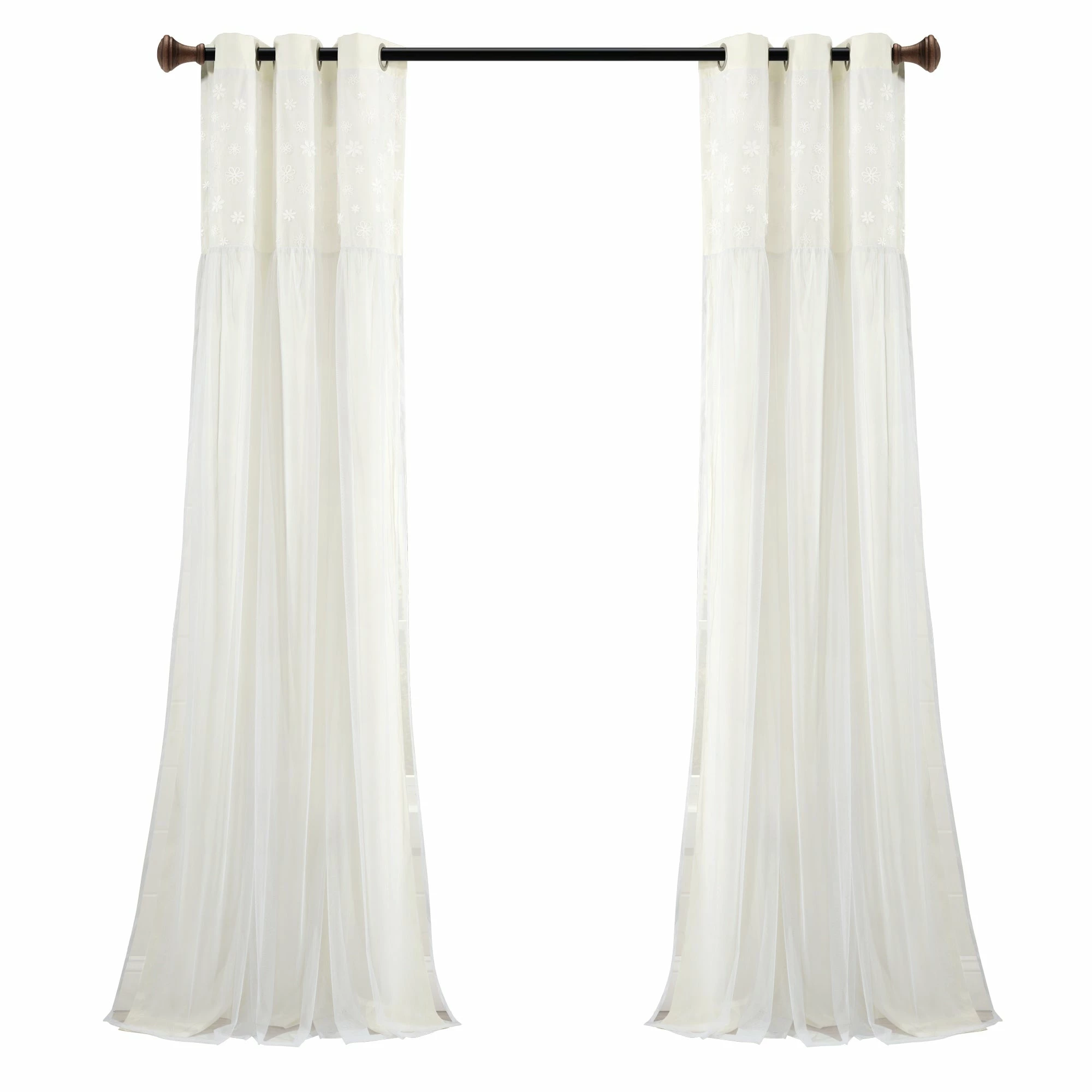 Best deal βοΈ Lush Decor Dylin Flower Embroidery Window Curtain Panel Single Neutral π€© 2 Best deal βοΈ Lush Decor Dylin Flower Embroidery Window Curtain Panel Single Neutral π€© - Image 2
