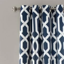 Hot Sale 🔔 Lush Decor Edward Moroccan Room-darkening Curtain Panel Pair Navy ✔️ -Lush Decor Shop Lush Decor Edward Moroccan Pattern Room Darkening Curtain Panel Pair 12