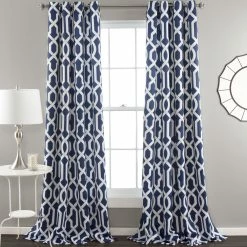 Hot Sale 🔔 Lush Decor Edward Moroccan Room-darkening Curtain Panel Pair Navy ✔️ -Lush Decor Shop Lush Decor Edward Moroccan Pattern Room Darkening Curtain Panel Pair 3