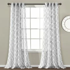 Brand new ✨ Lush Decor Edward Trellis Sheer Window Curtain Panel Pair - 84" X 52" Navy 🛒