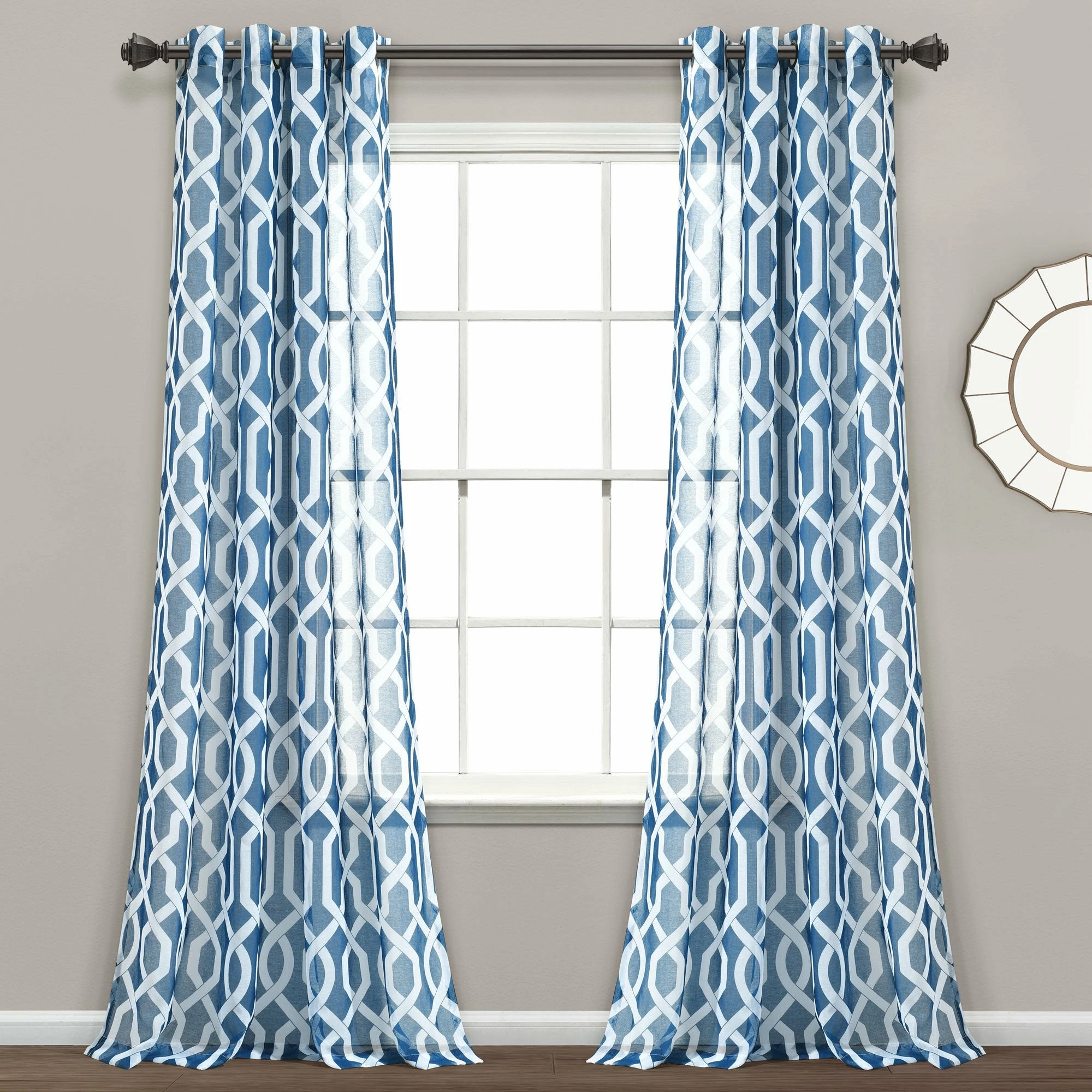 Brand new β¨ Lush Decor Edward Trellis Sheer Window Curtain Panel Pair - 84" X 52" Navy π 9 Brand new β¨ Lush Decor Edward Trellis Sheer Window Curtain Panel Pair - 84" X 52" Navy π - Image 9