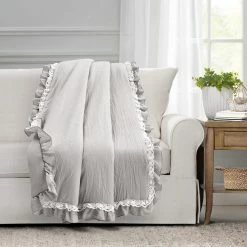 Promo 😉 Lush Decor Ella Shabby Chic Ruffle Lace Throw Blanket White 🌟 -Lush Decor Shop Lush Decor Ella Shabby Chic Ruffle Lace Throw Blanket 11
