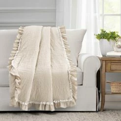 Promo 😉 Lush Decor Ella Shabby Chic Ruffle Lace Throw Blanket White 🌟 -Lush Decor Shop Lush Decor Ella Shabby Chic Ruffle Lace Throw Blanket 3