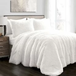 Best Sale π Lush Decor Emma Faux Fur Comforter Set Ivory β