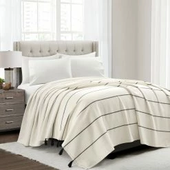 Coupon β¨ Lush Decor Farmhouse Boho Stripe Woven Tassel Yarn Dyed Cotton Blanket/Coverlet Single Black/ivory π