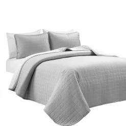 Best Sale 💯 Lush Decor Farmhouse Box Stitch And Stripe Oversized Reversible Cotton Quilt Set Gray ⭐ -Lush Decor Shop Lush Decor Farmhouse Box Stitch And Stripe Oversized Reversible Cotton Quilt Set 2