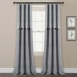 Best reviews of 😀 Lush Decor Farmhouse Button Stripe Yarn Dyed Woven Cotton Window Curtain Panel Pair Blue 😍