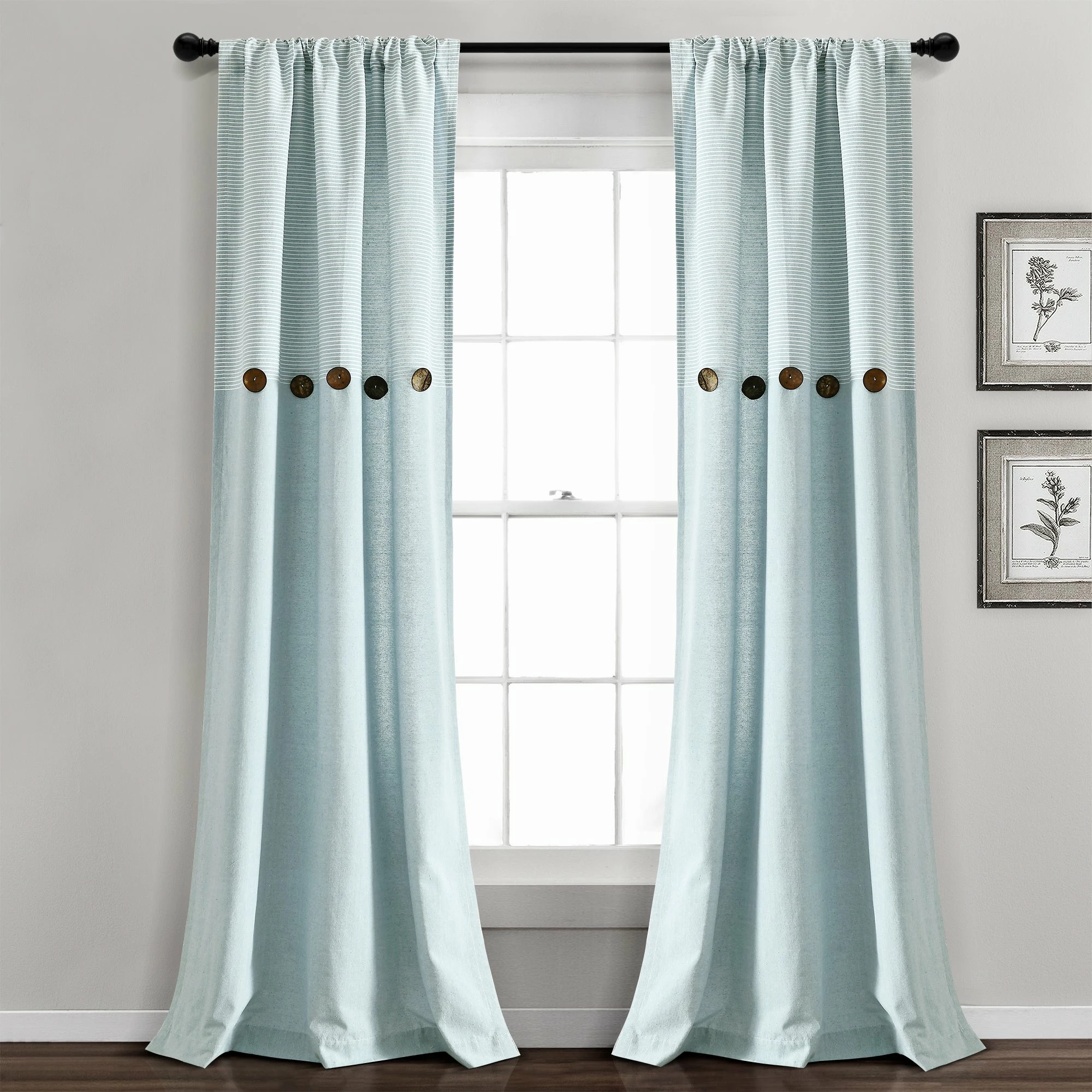 Best reviews of π Lush Decor Farmhouse Button Stripe Yarn Dyed Woven Cotton Window Curtain Panel Pair Blue π 5 Best reviews of π Lush Decor Farmhouse Button Stripe Yarn Dyed Woven Cotton Window Curtain Panel Pair Blue π - Image 5