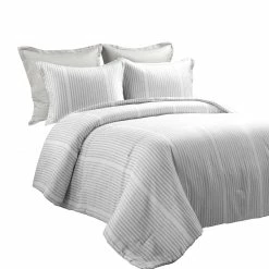 Best Sale 🎉 Lush Decor Farmhouse Drew Stripe Silver-Infused Antimicrobial 5 Piece Comforter Set Neutral ✨ -Lush Decor Shop Lush Decor Farmhouse Drew Stripe Silver Infused Antimicrobial 5 Piece Comforter Set 3