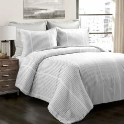 Best Sale 🎉 Lush Decor Farmhouse Drew Stripe Silver-Infused Antimicrobial 5 Piece Comforter Set Neutral ✨ -Lush Decor Shop Lush Decor Farmhouse Drew Stripe Silver Infused Antimicrobial 5 Piece Comforter Set 4