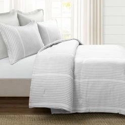 Best Sale 🎉 Lush Decor Farmhouse Drew Stripe Silver-Infused Antimicrobial 5 Piece Comforter Set Neutral ✨ -Lush Decor Shop Lush Decor Farmhouse Drew Stripe Silver Infused Antimicrobial 5 Piece Comforter Set 7