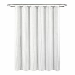 Discount 🔔 Lush Decor Farmhouse Drew Stripe Silver-Infused Antimicrobial Shower Curtain Neutral 🔔