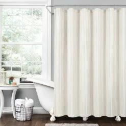 Discount 🔔 Lush Decor Farmhouse Drew Stripe Silver-Infused Antimicrobial Shower Curtain Neutral 🔔 -Lush Decor Shop Lush Decor Farmhouse Drew Stripe Silver Infused Antimicrobial Shower Curtain 7