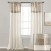 Promo 💯 Lush Decor Farmhouse Faux Linen Colorblock Pleated Window Curtain Panel Pair - 84" X 40" 🧨