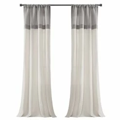 Promo 💯 Lush Decor Farmhouse Faux Linen Colorblock Pleated Window Curtain Panel Pair - 84" X 40" 🧨 -Lush Decor Shop Lush Decor Farmhouse Faux Linen Colorblock Pleated Window Curtain Panel Pair 3