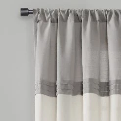 Promo 💯 Lush Decor Farmhouse Faux Linen Colorblock Pleated Window Curtain Panel Pair - 84" X 40" 🧨 -Lush Decor Shop Lush Decor Farmhouse Faux Linen Colorblock Pleated Window Curtain Panel Pair 6