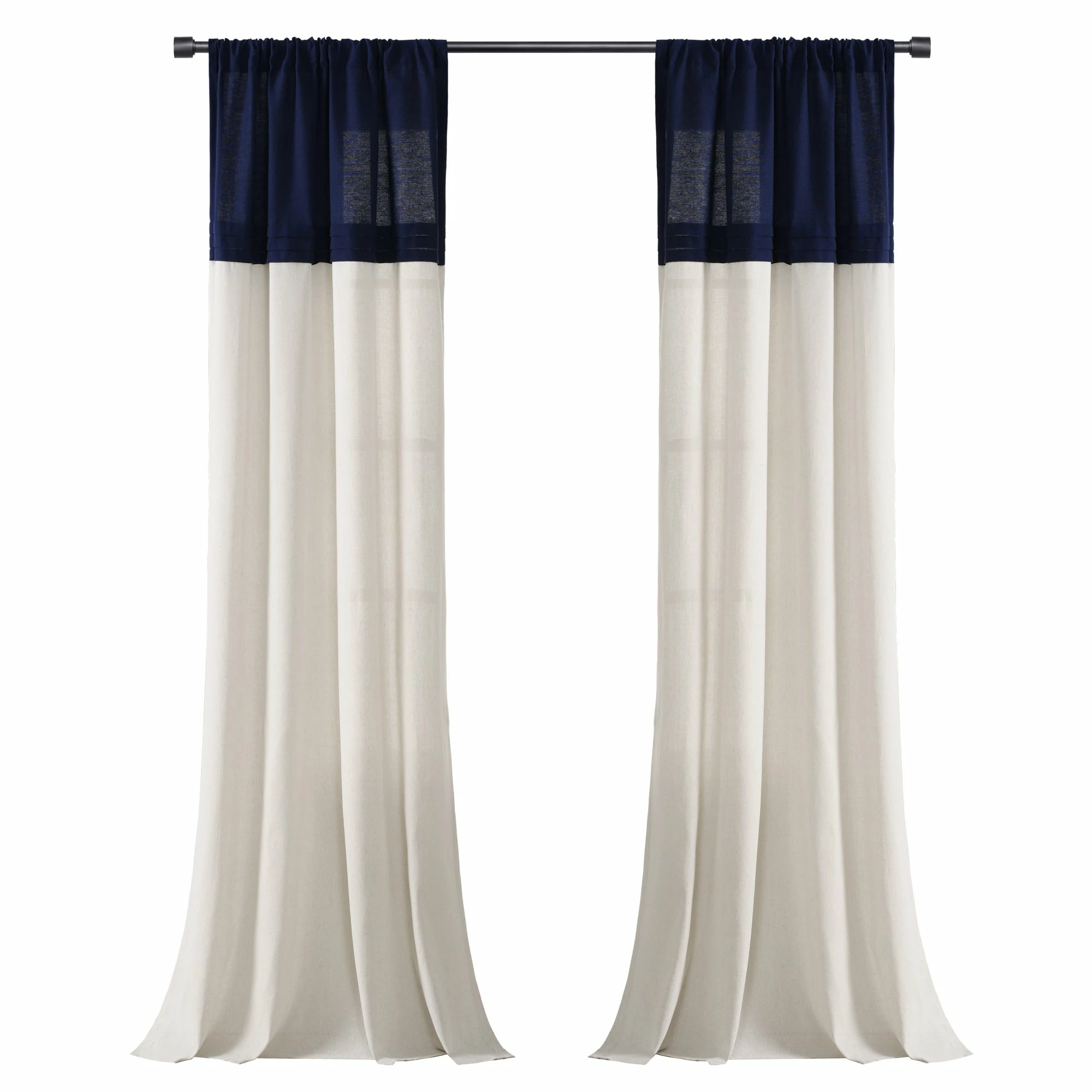 Wholesale ✔️ Lush Decor Farmhouse Faux Linen Colorblock Pleated Window Curtain Single Panel - 84" X 40" ✨ 2 Wholesale ✔️ Lush Decor Farmhouse Faux Linen Colorblock Pleated Window Curtain Single Panel - 84" X 40" ✨ - Image 2