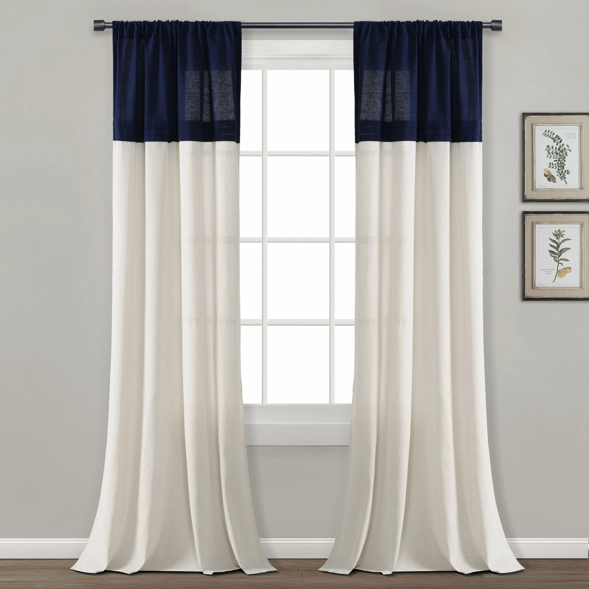 Wholesale ✔️ Lush Decor Farmhouse Faux Linen Colorblock Pleated Window Curtain Single Panel - 84" X 40" ✨ 1 Wholesale ✔️ Lush Decor Farmhouse Faux Linen Colorblock Pleated Window Curtain Single Panel - 84" X 40" ✨