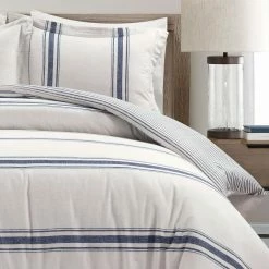 Best deal 😀 Lush Decor Farmhouse Stripe 3 Piece Duvet Cover Set Navy 🥰 -Lush Decor Shop Lush Decor Farmhouse Stripe 3 Piece Duvet Cover Set 12