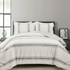 Best deal 😀 Lush Decor Farmhouse Stripe 3 Piece Duvet Cover Set Navy 🥰