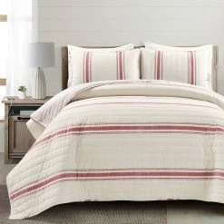 Brand new ❤️ Lush Decor Farmhouse Stripe 3 Piece Quilt Set Neutral 😀 -Lush Decor Shop Lush Decor Farmhouse Stripe 3 Piece Quilt Set 2