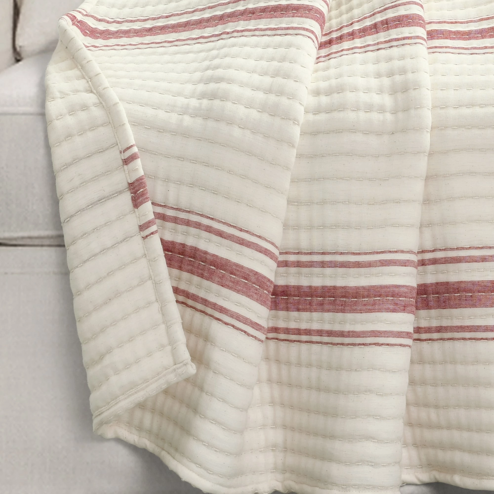 Budget ⭐ Lush Decor Farmhouse Stripe Kantha Pick Stitch Yarn Dyed Cotton Woven Throw Blanket Blue ❤️ 11 Budget ⭐ Lush Decor Farmhouse Stripe Kantha Pick Stitch Yarn Dyed Cotton Woven Throw Blanket Blue ❤️ - Image 11