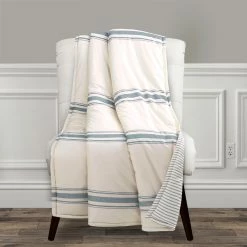 Promo 🥰 Lush Decor Farmhouse Stripe Throw Gray 👏