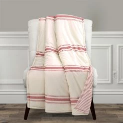 Promo 🥰 Lush Decor Farmhouse Stripe Throw Gray 👏 -Lush Decor Shop Lush Decor Farmhouse Stripe Throw 3