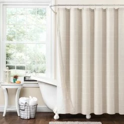 Best reviews of 🎉 Lush Decor Farmhouse Textured Sheer With Peva Lining Shower Curtain White 🌟