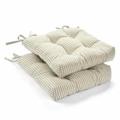 Discount ❤️ Lush Decor Farmhouse Ticking Stripe Yarn Dyed Chair Pad 2-Pack 👏