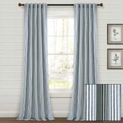 Brand new 💯 Lush Decor Farmhouse Vintage Stripe Yarn Dyed Cotton Back Tab/Rod Pocket Window Curtain Panels Black ⌛