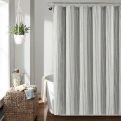 New ⌛ Lush Decor Farmhouse Vintage Stripe Yarn Dyed Eco-Friendly Recycled Cotton Shower Curtain Neutral 🥰 -Lush Decor Shop Lush Decor Farmhouse Vintage Stripe Yarn Dyed Eco Friendly Recycled Cotton Shower Curtain 4