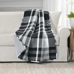Discount 😉 Lush Decor Farmhouse Yarn Dyed Plaid Throw Blanket Black & White 👍