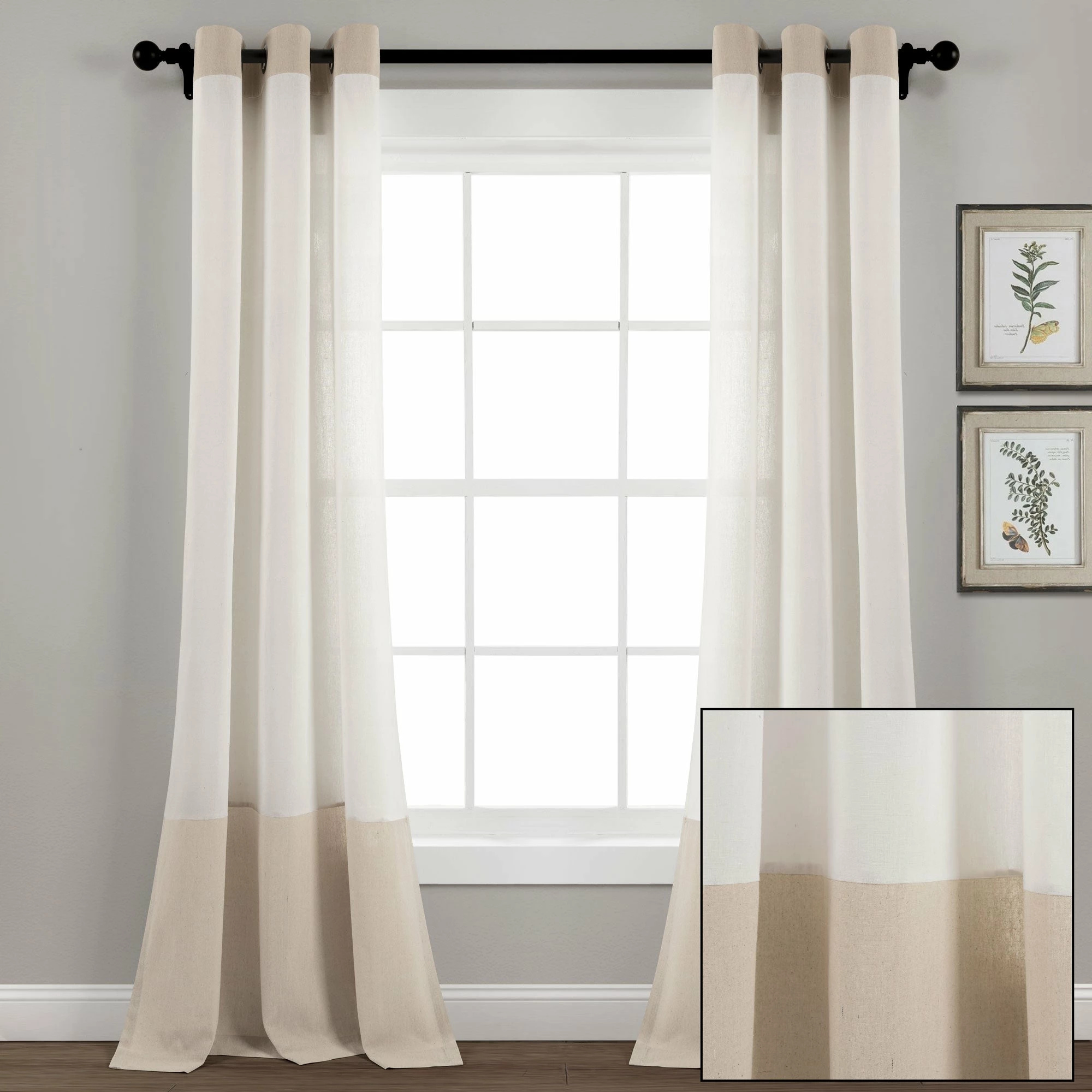 Cheapest π Lush Decor Faux Linen Grommet Colorblock Window Curtain Single Panel - 84" X 40" β 2 Cheapest π Lush Decor Faux Linen Grommet Colorblock Window Curtain Single Panel - 84" X 40" β - Image 2