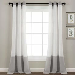 Cheapest 👍 Lush Decor Faux Linen Grommet Colorblock Window Curtain Single Panel - 84" X 40" ⭐