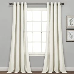Cheapest 🎁 Lush Decor Faux Linen Grommet Window Curtain Panel Pair - 84" X 52" Dark Linen ⌛ -Lush Decor Shop Lush Decor Faux Linen Grommet Window Curtain Panel Pair 10