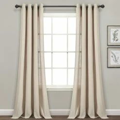 Cheapest 🎁 Lush Decor Faux Linen Grommet Window Curtain Panel Pair - 84" X 52" Dark Linen ⌛