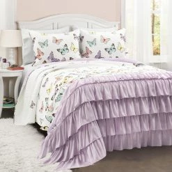 Best Pirce β€οΈ Lush Decor Flutter Butterfly 3-piece Quilt Set Lilac βοΈ