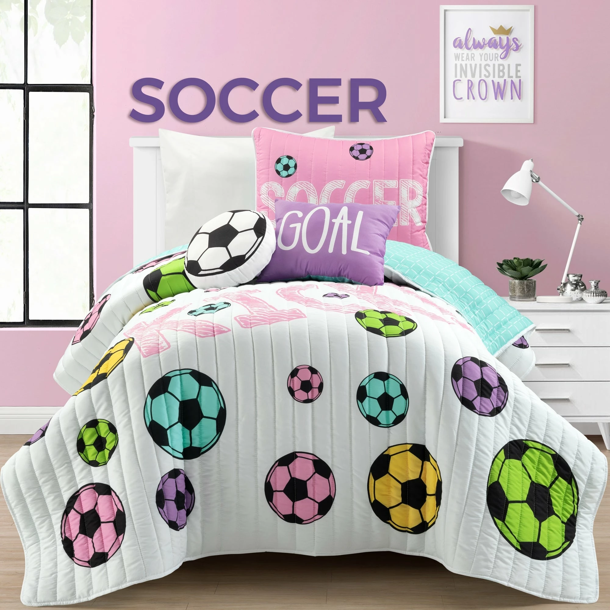 Buy 𧨠Lush Decor π§ Girls Soccer Kick Quilt Set White/turquoise π€© 15 Buy 𧨠Lush Decor π§ Girls Soccer Kick Quilt Set White/turquoise π€© - Image 15