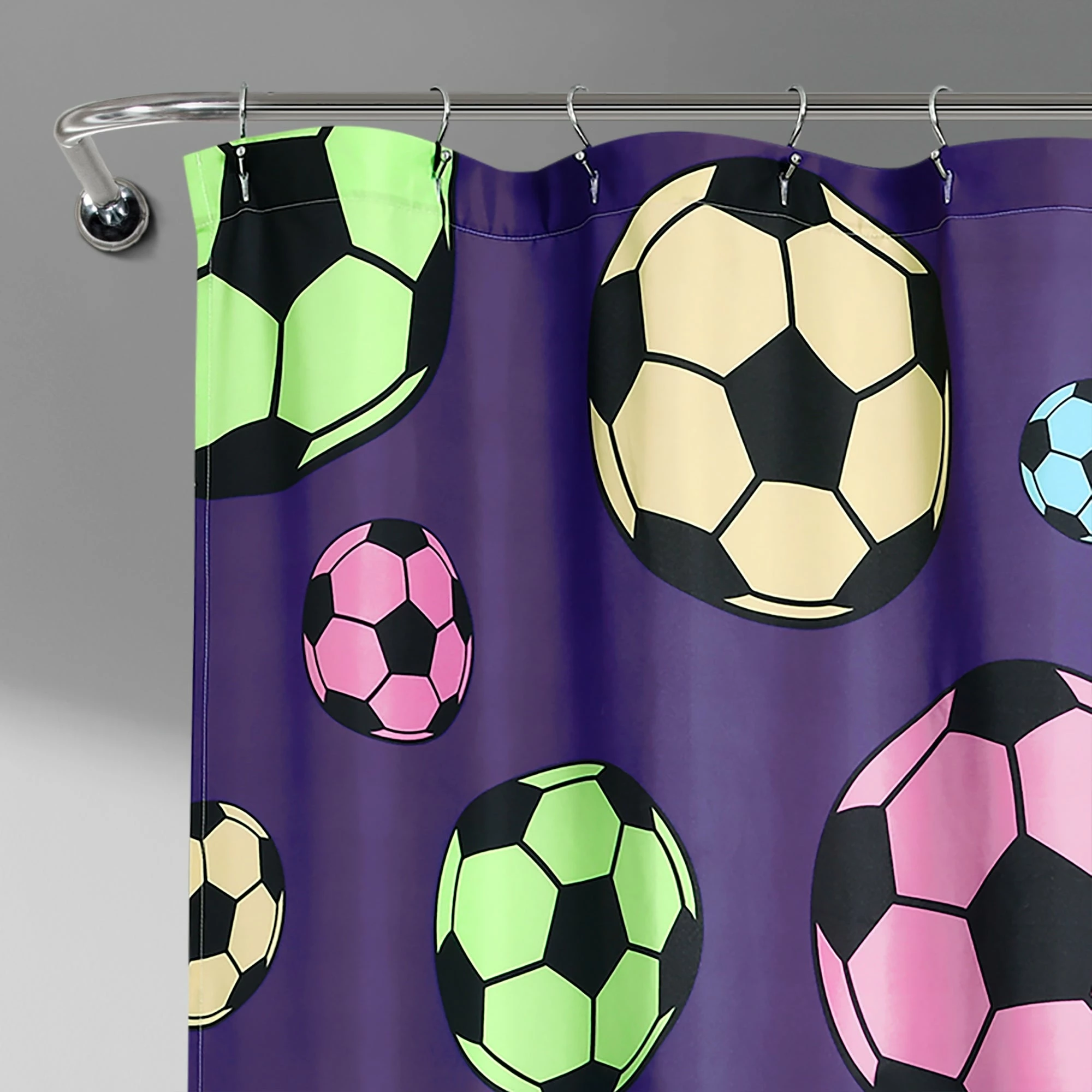 Cheap βοΈ Lush Decor π§ Girls Soccer Kick Shower Curtain Single White/turquoise β 2 Cheap βοΈ Lush Decor π§ Girls Soccer Kick Shower Curtain Single White/turquoise β - Image 2