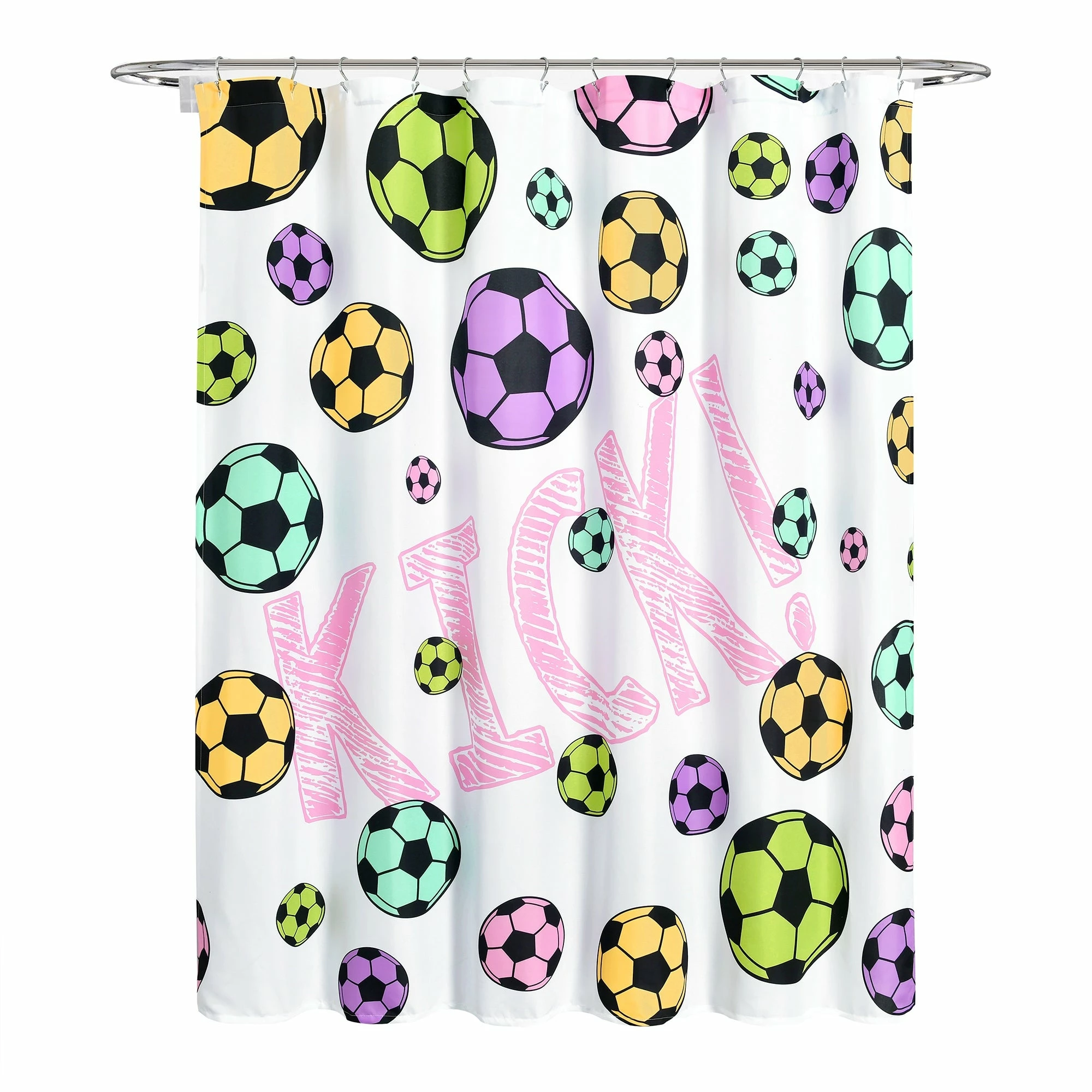 Cheap βοΈ Lush Decor π§ Girls Soccer Kick Shower Curtain Single White/turquoise β 8 Cheap βοΈ Lush Decor π§ Girls Soccer Kick Shower Curtain Single White/turquoise β - Image 8